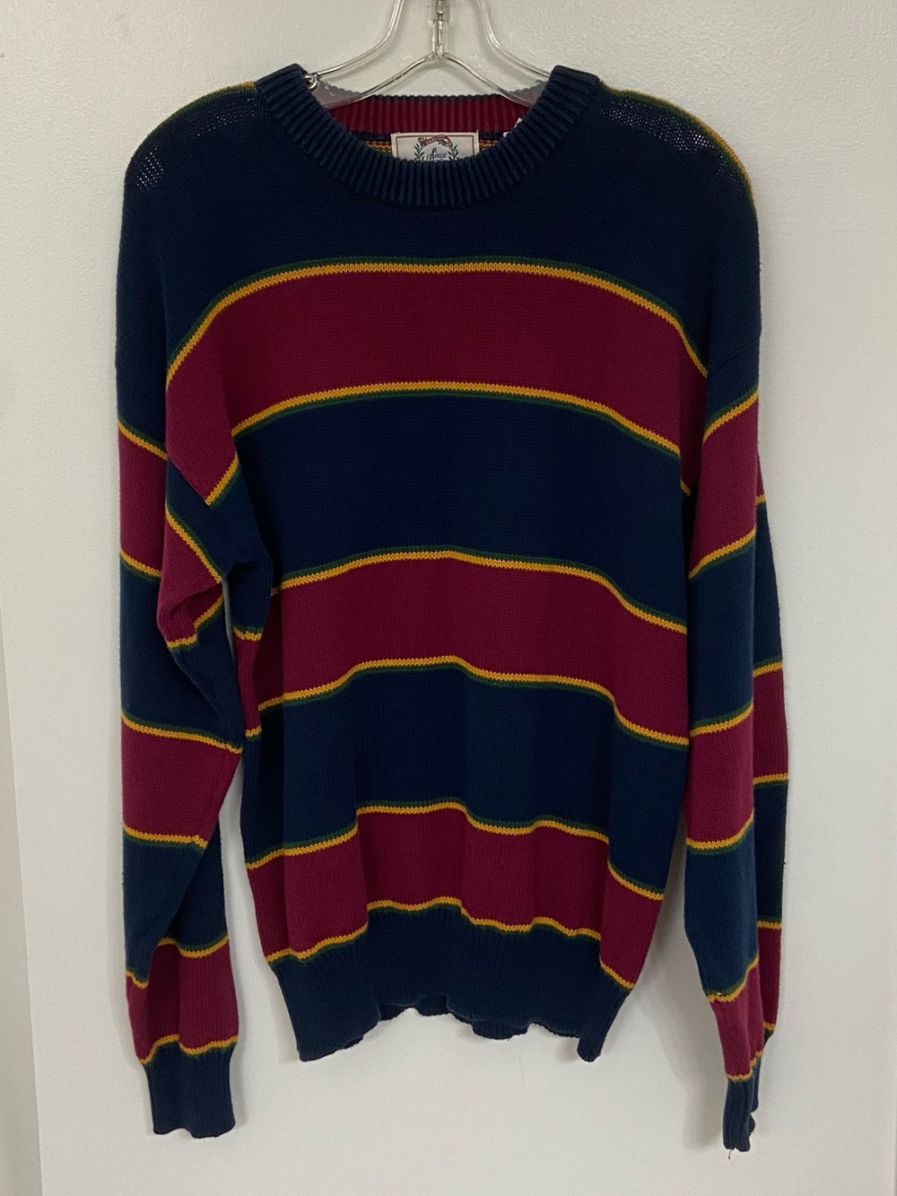 Vintage Sears Country Place Striped Cotton Sweater Men’s Medium 80s 90s Preppy